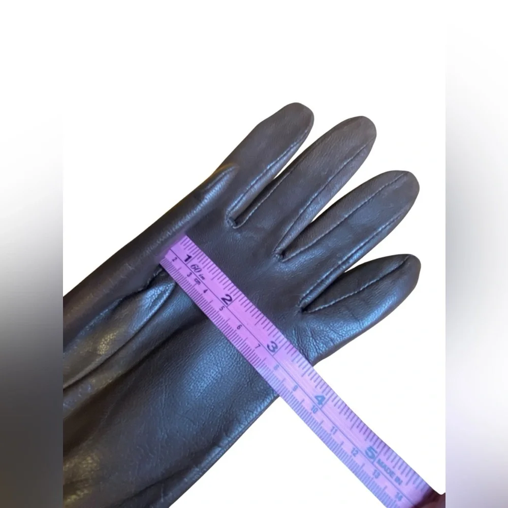Fownes Brown leather faux Sherpa lightweight gloves Women’s size 7